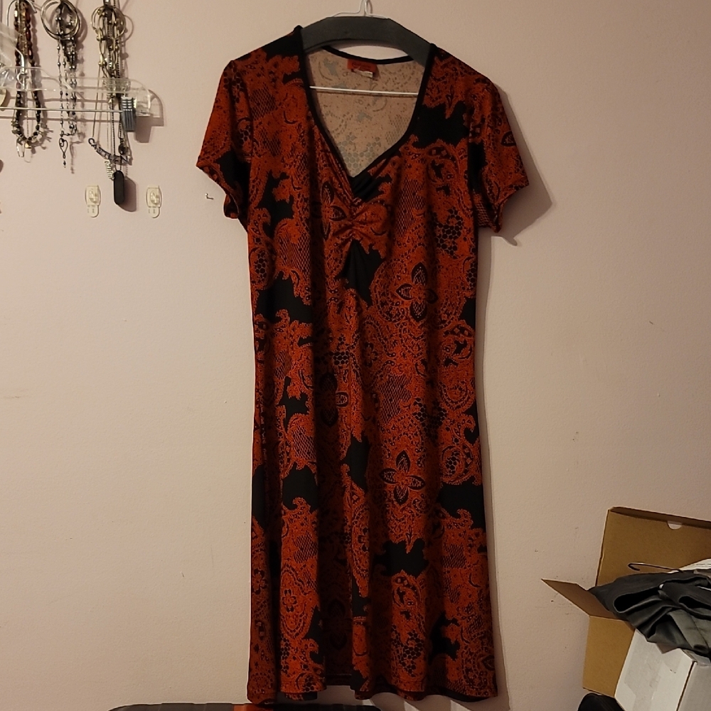 Antoine stretchy Med. Red and Black Women's Dress